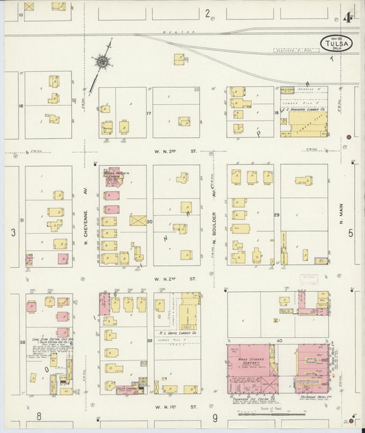 Sanborn Fire Insurance Map from Tulsa, Tulsa County, Oklahoma (1911), Sheet #0004 - Historic Sanborn Fire Insurance Map Print, vintage old map wall art, antique decor, genealogy gift, Oklahoma Oklahoma map