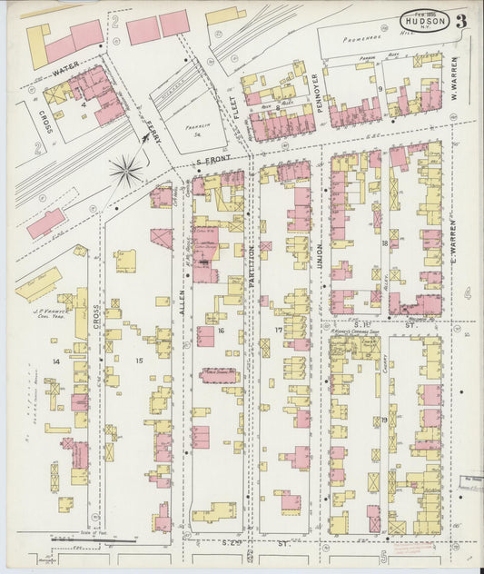 Sanborn Fire Insurance Map from Hudson, Columbia County, New York (1895), Sheet #0003 - Historic Sanborn Fire Insurance Map Print, vintage old map wall art, antique decor, genealogy gift, New York New York map