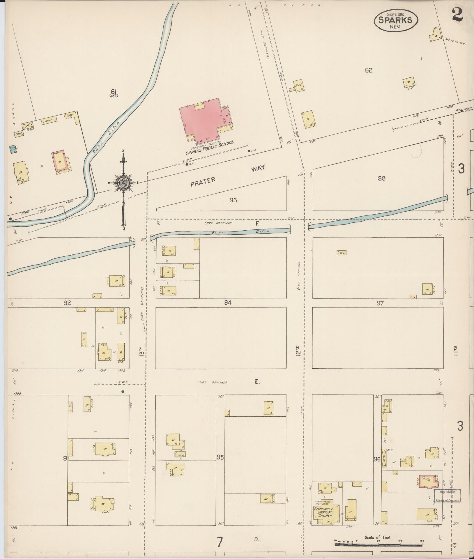 Sanborn Fire Insurance Map from Sparks, Washoe County, Nevada (1912), Sheet #0002 - Complete Map Set gallery image, historic Sanborn map, vintage wall art, Nevada Nevada
