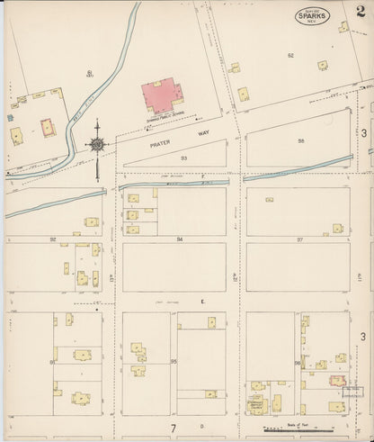 Sanborn Fire Insurance Map from Sparks, Washoe County, Nevada (1912), Sheet #0002 - Complete Map Set gallery image, historic Sanborn map, vintage wall art, Nevada Nevada