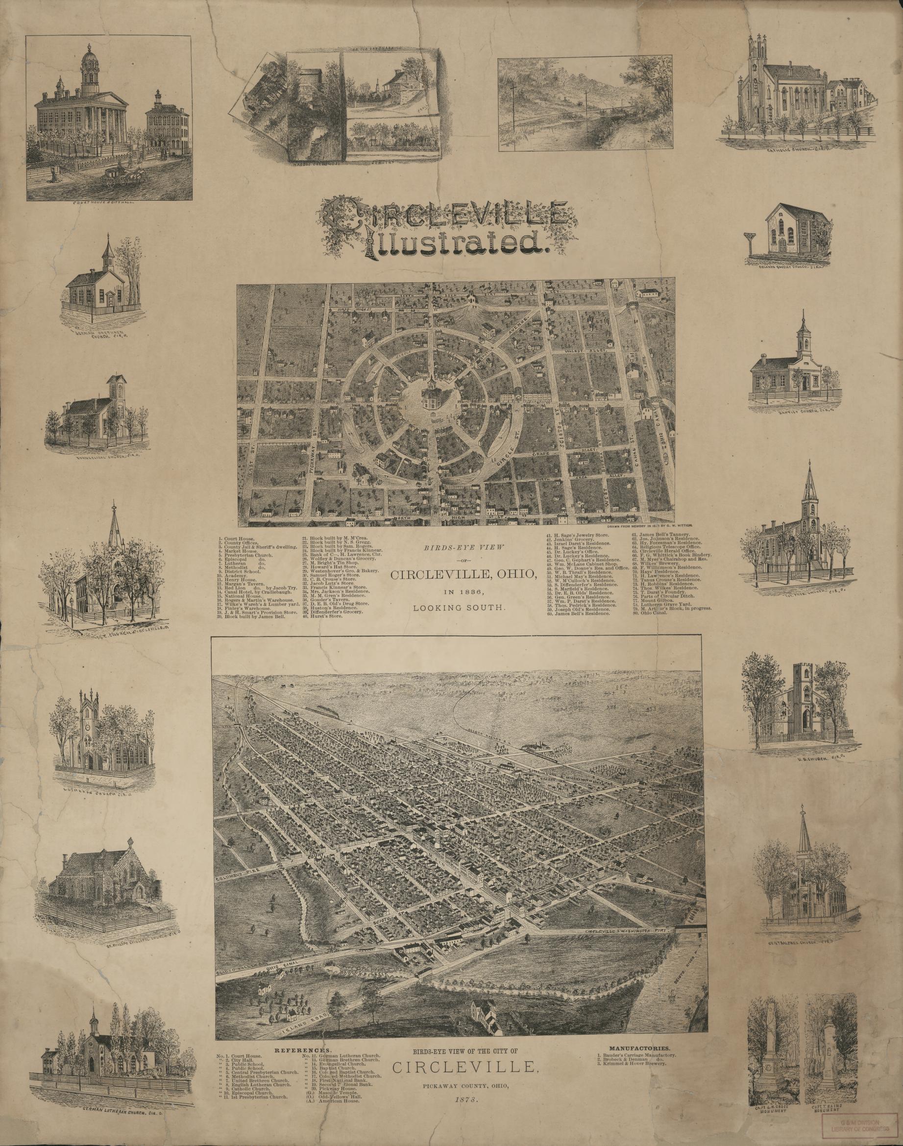 Circleville illustrated (1878) – Historic Bird’s-Eye View Panorama Print