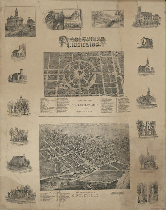 Circleville illustrated (1878) – Historic Bird’s-Eye View Panorama Print