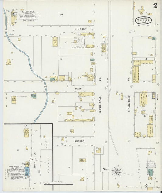 Sanborn Fire Insurance Map from Tulsa, Tulsa County, Oklahoma (1896), Sheet #0002 - Historic Sanborn Fire Insurance Map Print, vintage old map wall art, antique decor, genealogy gift, Oklahoma Oklahoma map