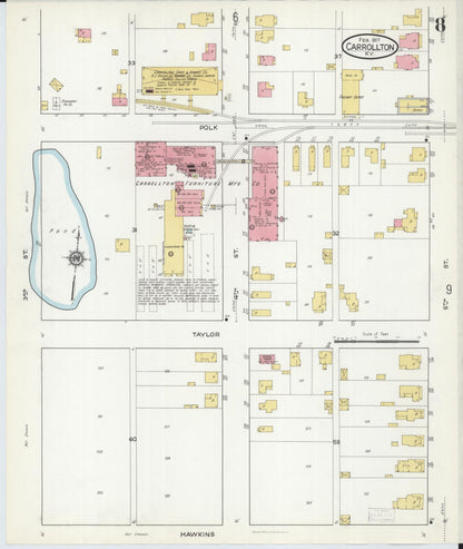 Sanborn Fire Insurance Map from Carrollton, Carroll County, Kentucky (1917), Sheet #0008 - Complete Map Set gallery image, historic Sanborn map, vintage wall art, Kentucky Kentucky