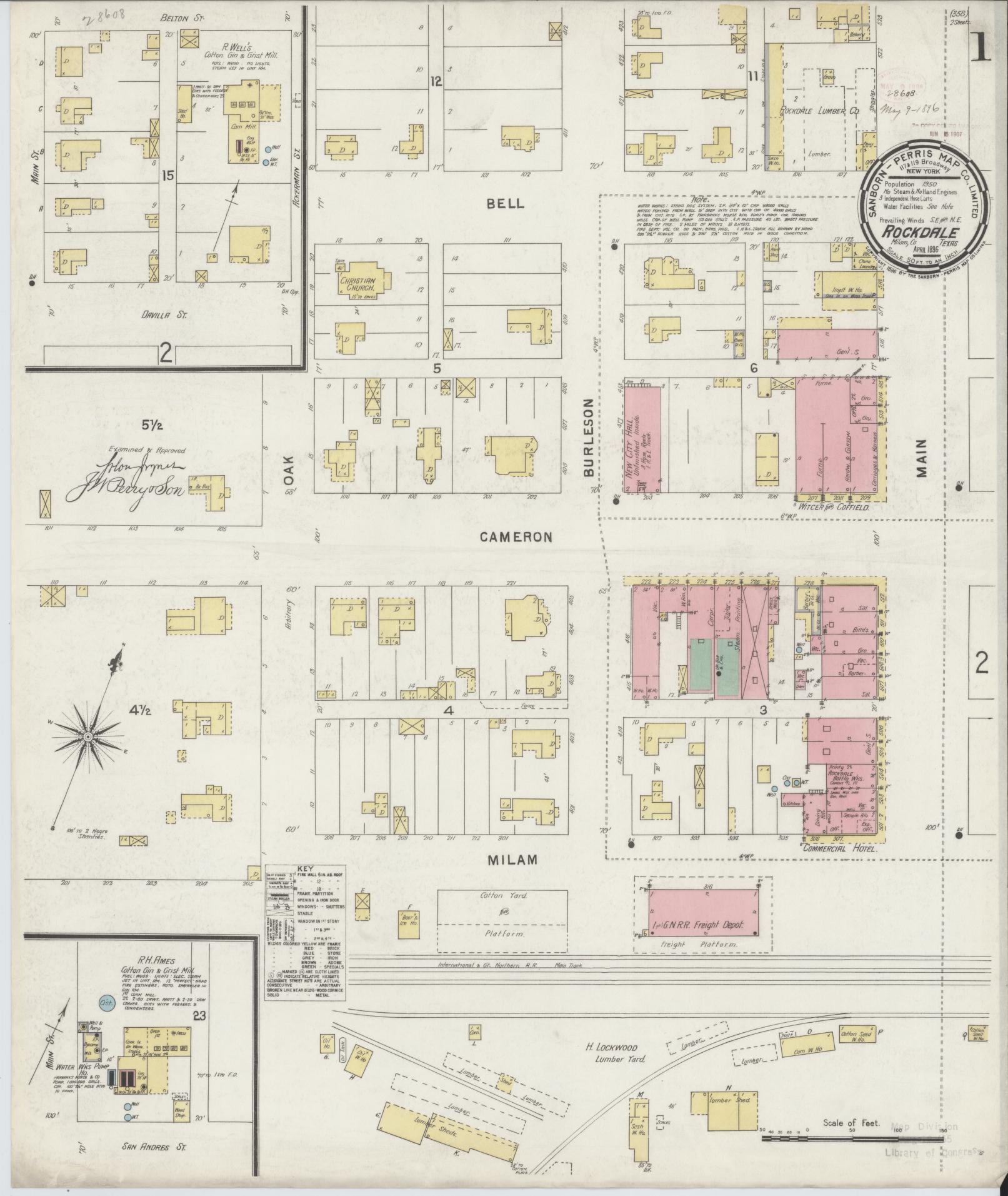 Sanborn Fire Insurance Map from Rockdale, Milam County, Texas. (1896) – Historic Sanborn Fire Insurance Map Print