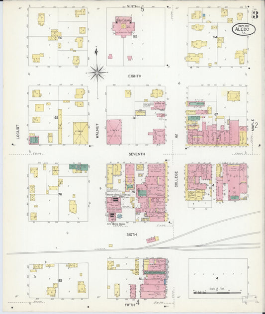 Sanborn Fire Insurance Map from Aledo, Mercer County, Illinois (1907), Sheet #0003 - Historic Sanborn Fire Insurance Map Print, vintage old map wall art, antique decor, genealogy gift, Illinois Illinois map