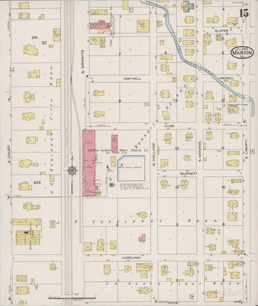 Sanborn Fire Insurance Map from Marion, Williamson County, Illinois (1922), Sheet #0015 - Historic Sanborn Fire Insurance Map Print, vintage old map wall art, antique decor, genealogy gift, Illinois Illinois map