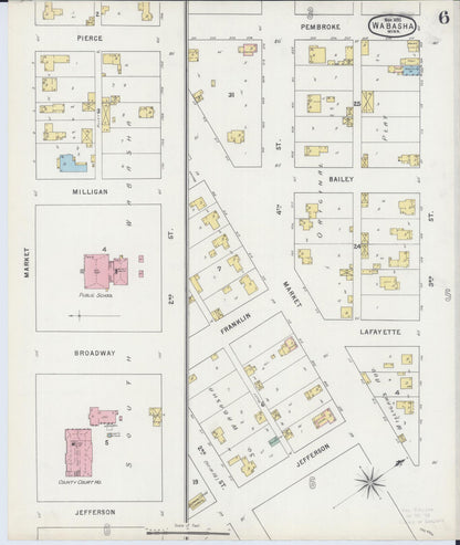 Sanborn Fire Insurance Map from Wabasha, Wabasha County, Minnesota (1895), Sheet #0006 - Historic Sanborn Fire Insurance Map Print, vintage old map wall art, antique decor, genealogy gift, Minnesota Minnesota map