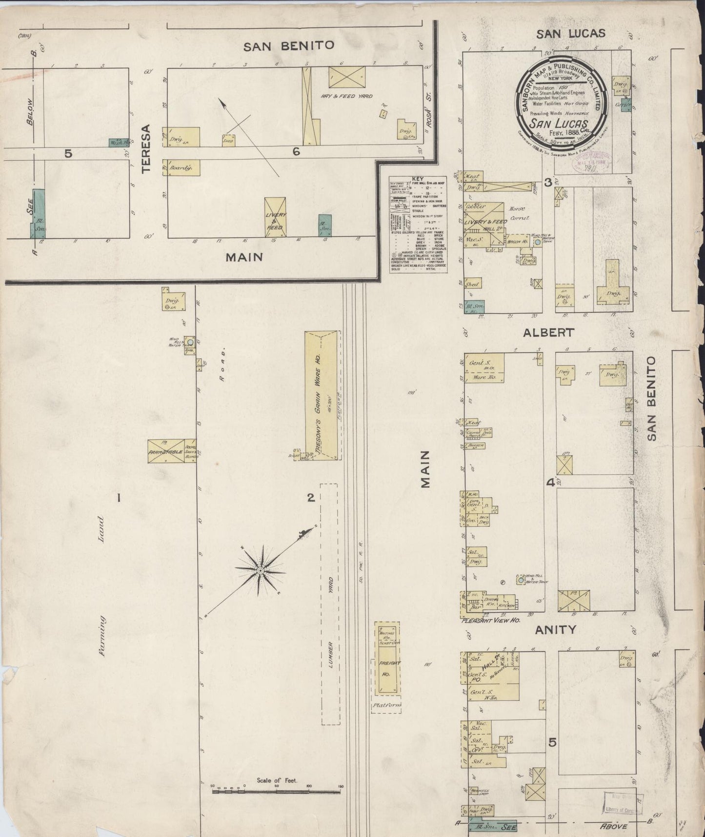 Sanborn Fire Insurance Map from San Lucas, Monterey County, California. (1888) – Historic Sanborn Fire Insurance Map Print