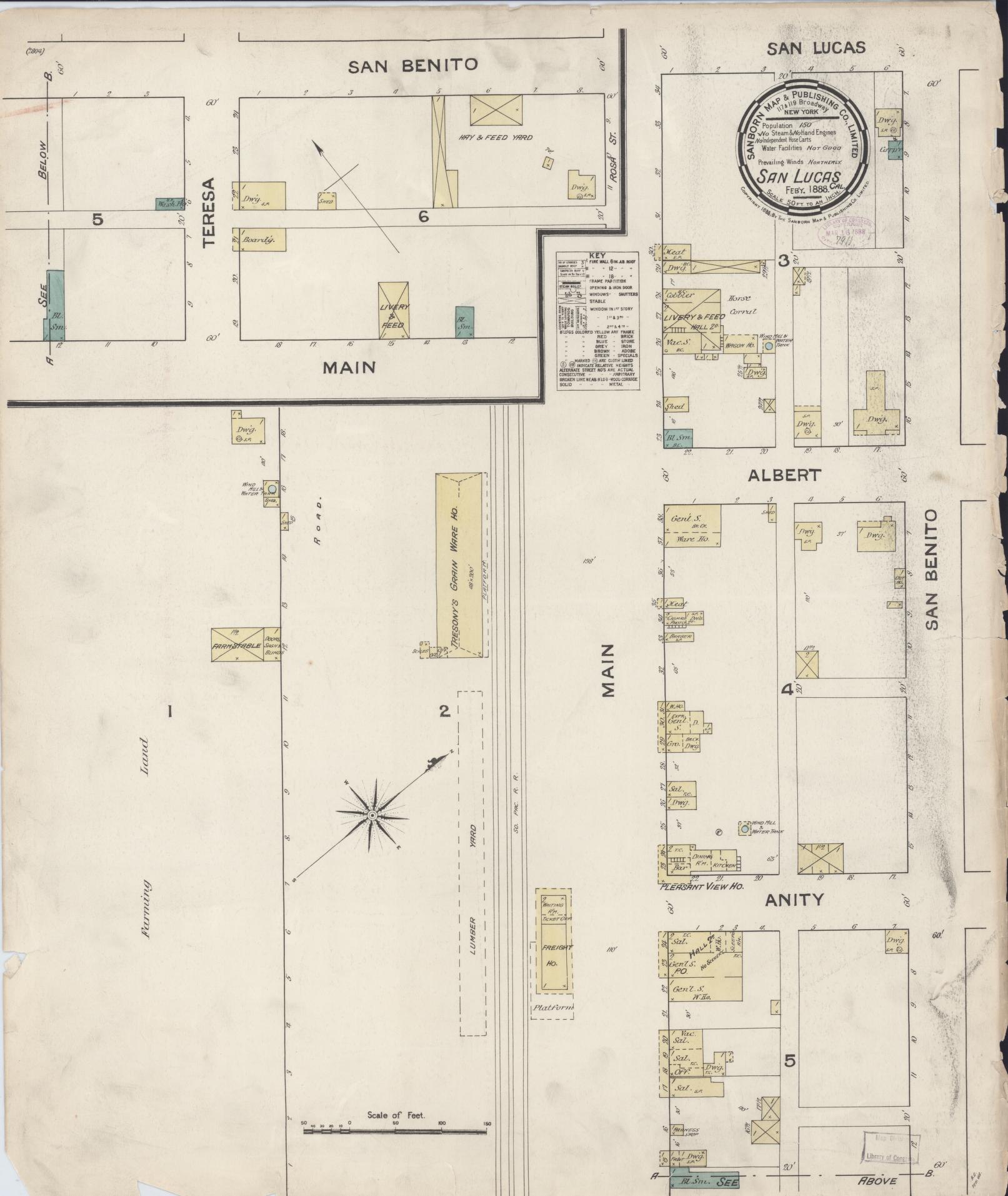 Sanborn Fire Insurance Map from San Lucas, Monterey County, California. (1888) – Historic Sanborn Fire Insurance Map Print