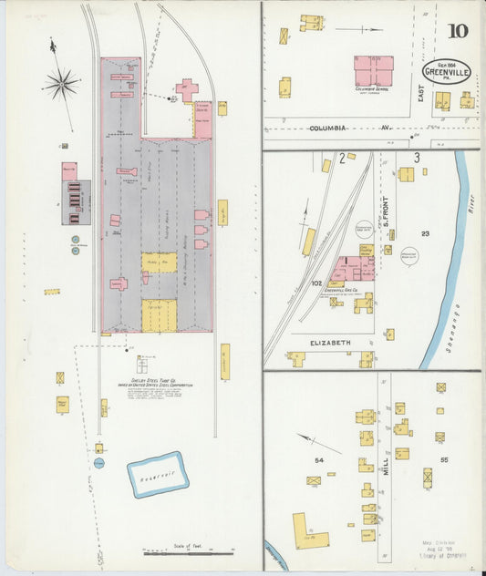 Sanborn Fire Insurance Map from Greenville, Mercer County, Pennsylvania (1904), Sheet #0010 - Historic Sanborn Fire Insurance Map Print, vintage old map wall art, antique decor, genealogy gift, Pennsylvania Pennsylvania map