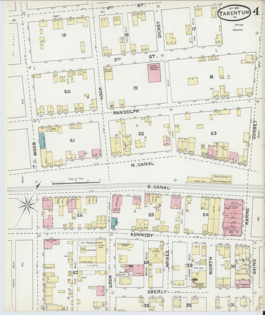 Sanborn Fire Insurance Map from Tarentum, Allegheny County, Pennsylvania (1891), Sheet #0004 - Historic Sanborn Fire Insurance Map Print, vintage old map wall art, antique decor, genealogy gift, Pennsylvania Pennsylvania map