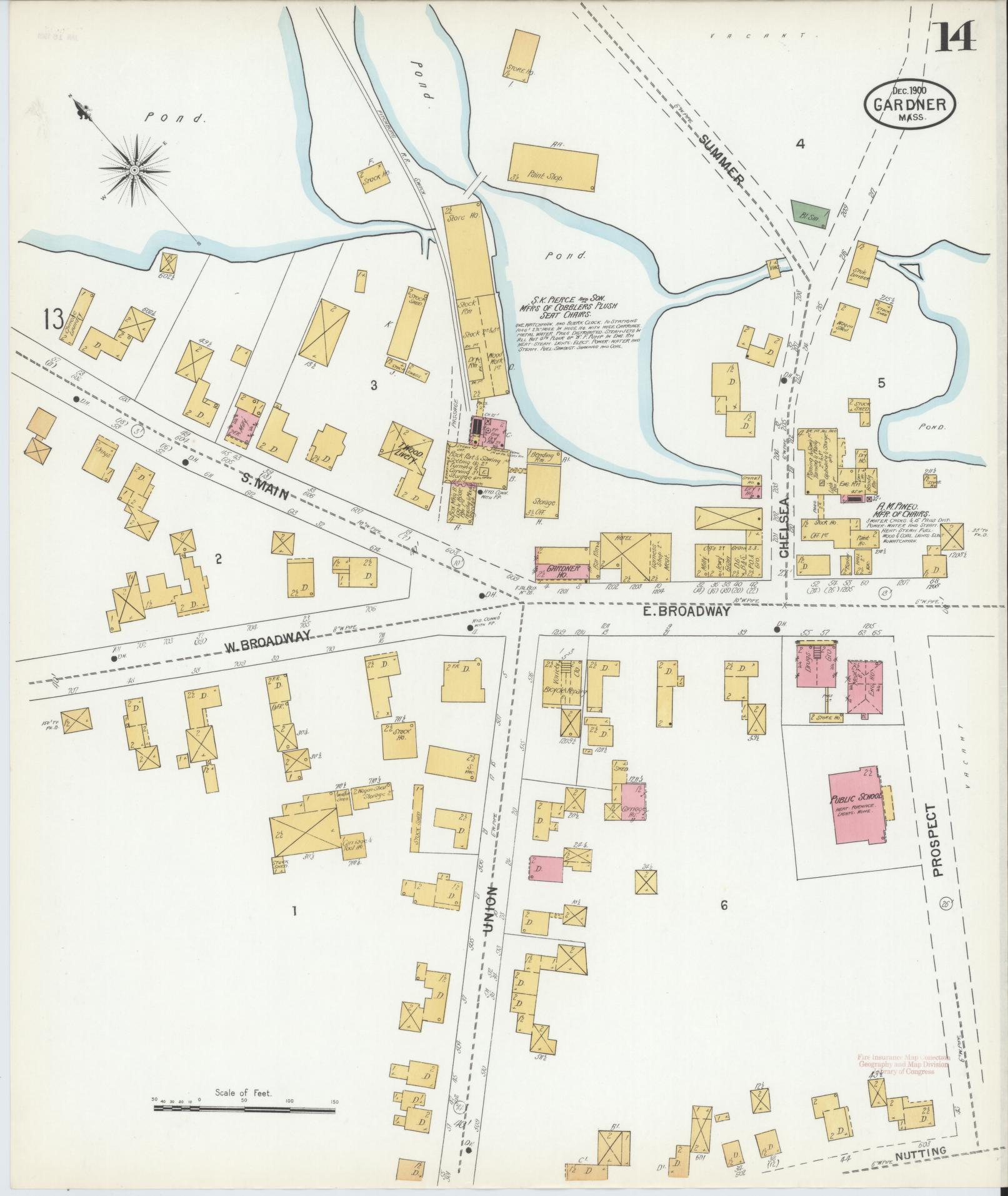 Sanborn Fire Insurance Map from Gardner, Worcester County, Massachusetts (1900), Sheet #0014 - Complete Map Set gallery image, historic Sanborn map, vintage wall art, Massachusetts Massachusetts