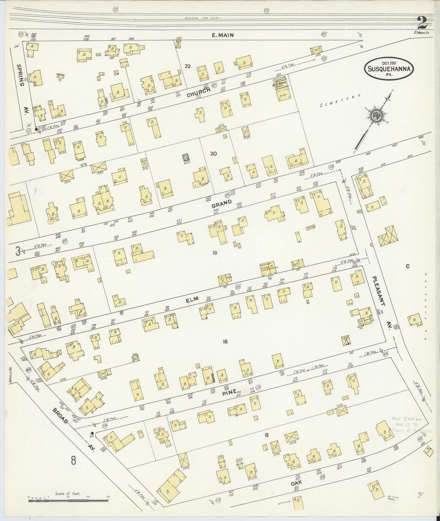 Sanborn Fire Insurance Map from Susquehanna, Susquehanna County, Pennsylvania (1911), Sheet #0002 - Complete Map Set gallery image, historic Sanborn map, vintage wall art, Pennsylvania Pennsylvania