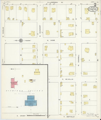 Sanborn Fire Insurance Map from Stamford, Jones County, Texas (1913), Sheet #0002 - Complete Map Set gallery image, historic Sanborn map, vintage wall art, Texas Texas