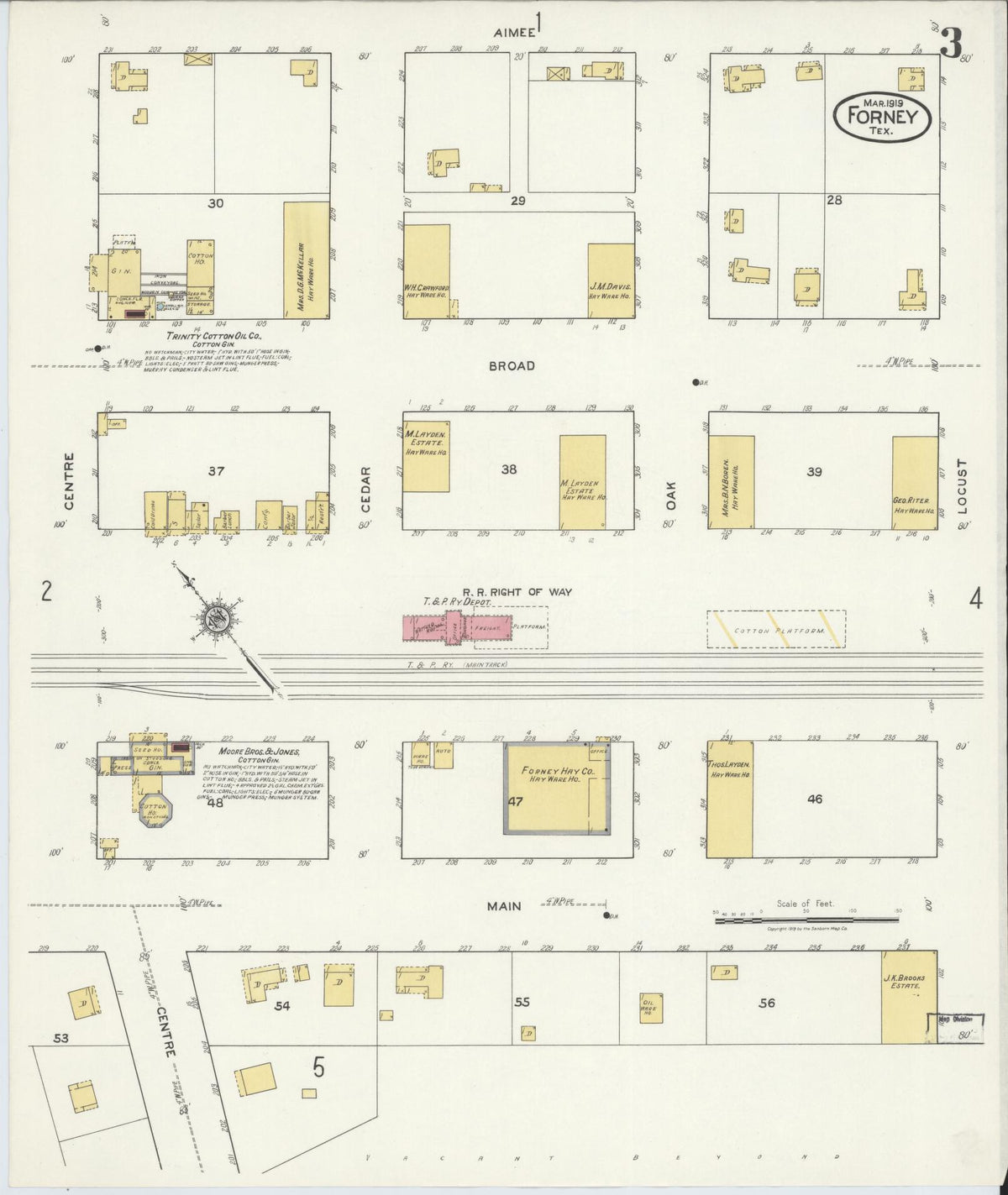 Sanborn Fire Insurance Map from Forney, Kaufman County, Texas (1919), Sheet #0003 - Complete Map Set gallery image, historic Sanborn map, vintage wall art, Texas Texas