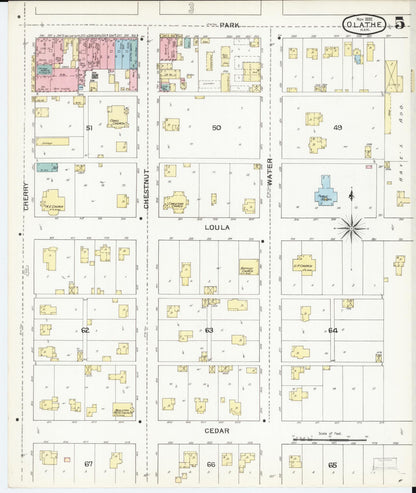Sanborn Fire Insurance Map from Olathe, Johnson County, Kansas (1892), Sheet #0005 - Complete Map Set gallery image, historic Sanborn map, vintage wall art, Kansas Kansas