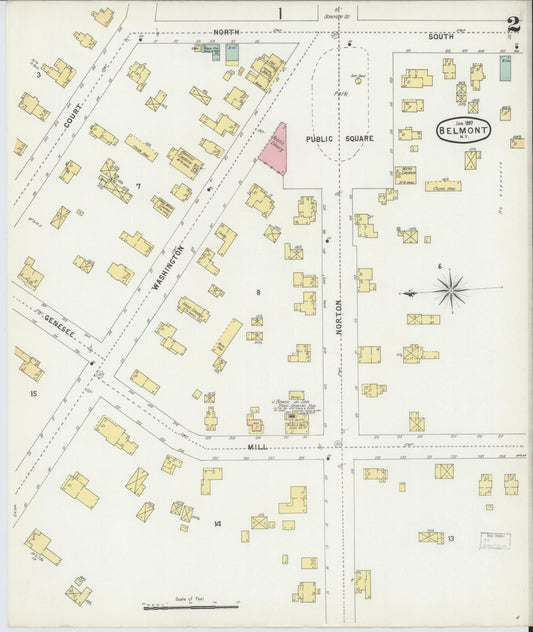 Sanborn Fire Insurance Map from Belmont, Allegany County, New York (1897), Sheet #0002 - Historic Sanborn Fire Insurance Map Print, vintage old map wall art, antique decor, genealogy gift, New York New York map