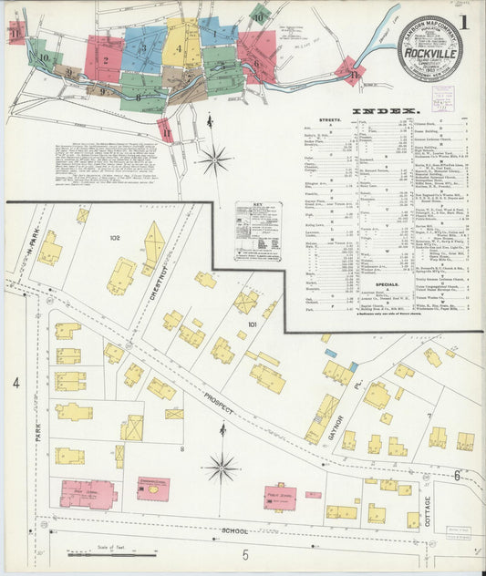 Sanborn Fire Insurance Map from Rockville, Tolland County, Connecticut (1903), Sheet #0001 - Historic Sanborn Fire Insurance Map Print, vintage old map wall art, antique decor, genealogy gift, Connecticut Connecticut map