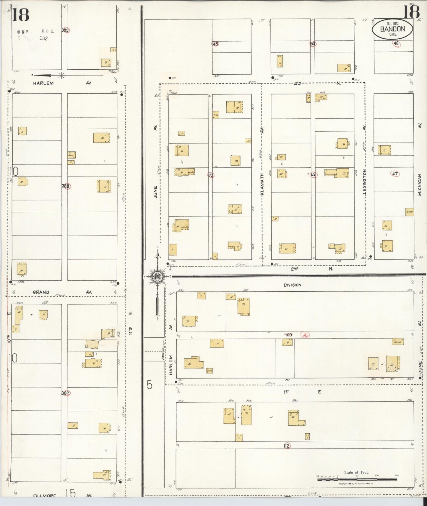 Sanborn Fire Insurance Map from Bandon, Coos County, Oregon (1931), Sheet #0018 - Complete Map Set gallery image, historic Sanborn map, vintage wall art, Oregon Oregon