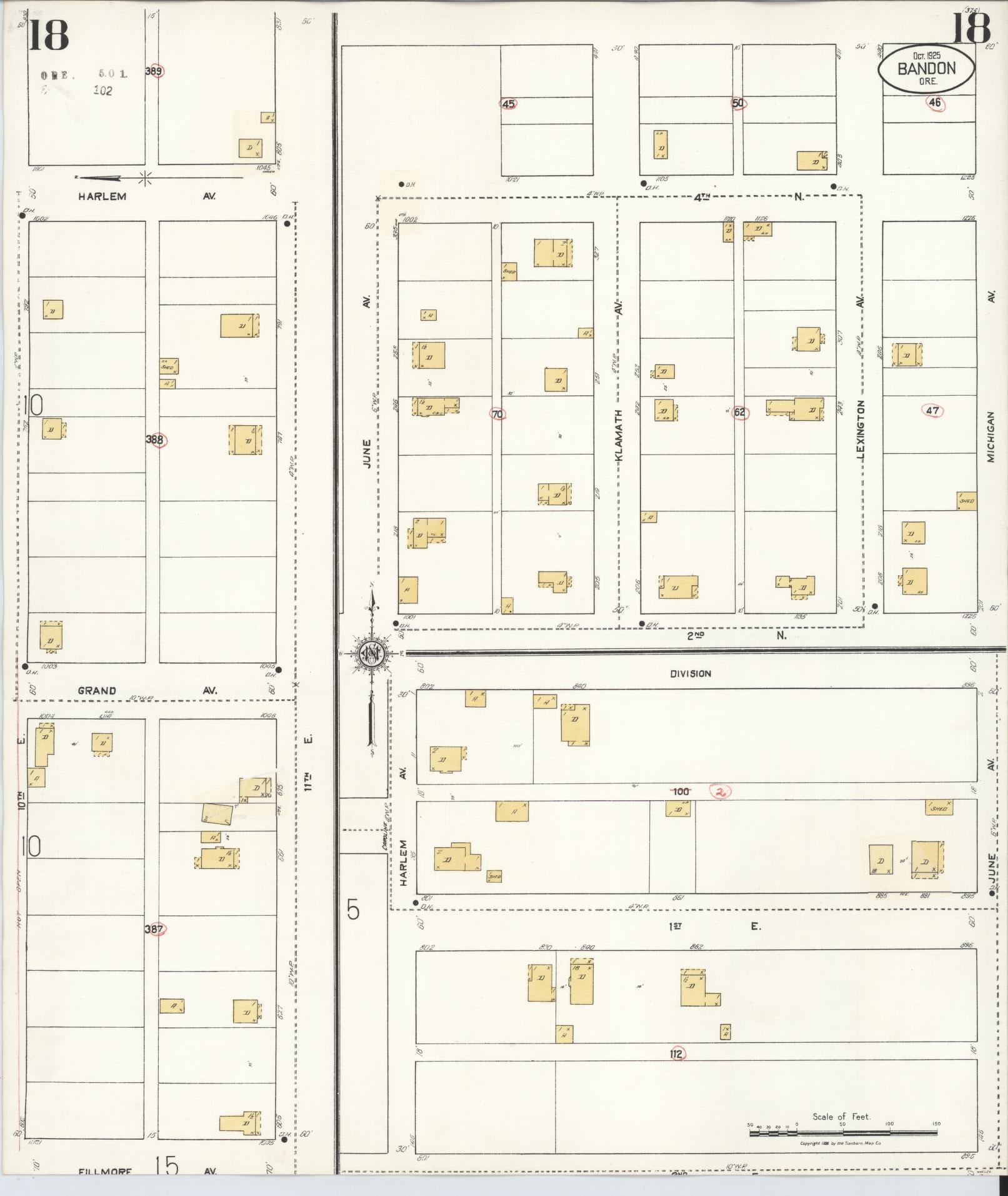 Sanborn Fire Insurance Map from Bandon, Coos County, Oregon (1931), Sheet #0018 - Complete Map Set gallery image, historic Sanborn map, vintage wall art, Oregon Oregon