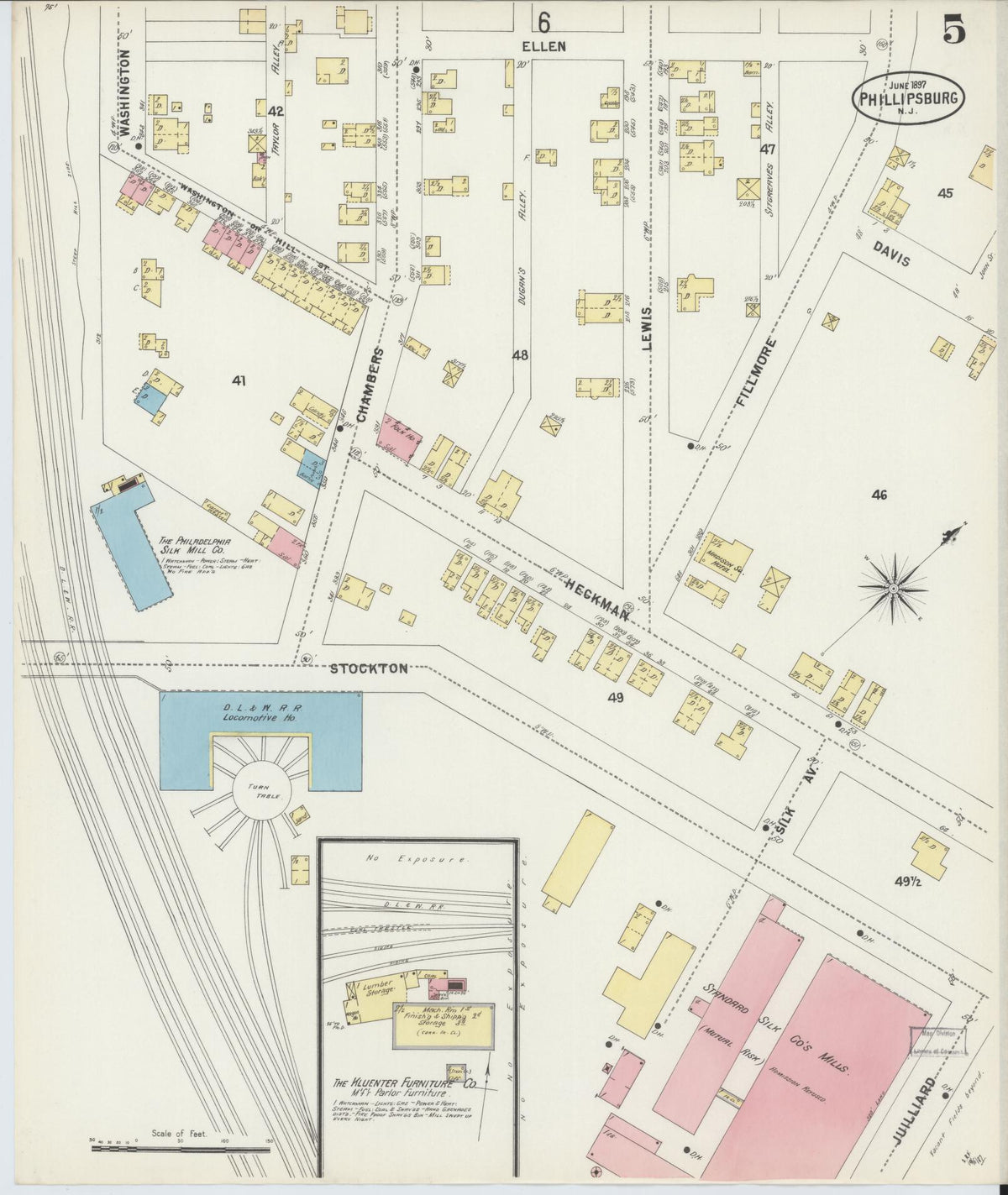 Sanborn Fire Insurance Map from Phillipsburg, Warren County, New Jersey (1897), Sheet #0005 - Complete Map Set gallery image, historic Sanborn map, vintage wall art, New Jersey New Jersey