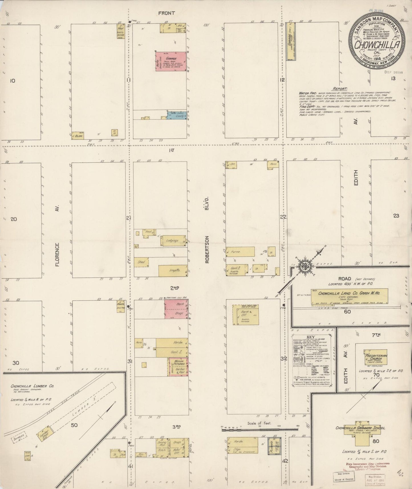 Sanborn Fire Insurance Map from Chowchilla, Madera County, California. (1914) – Historic Sanborn Fire Insurance Map Print