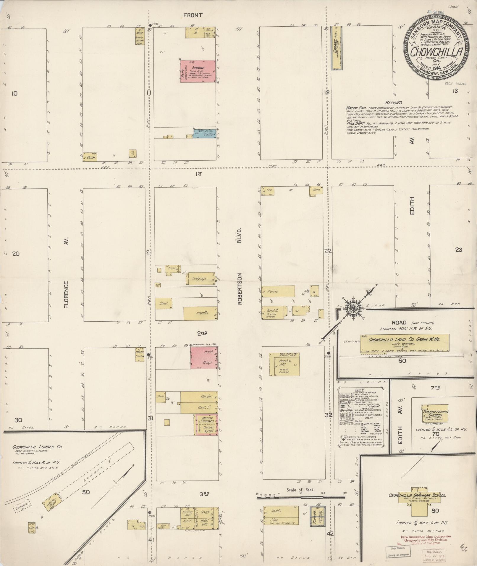 Sanborn Fire Insurance Map from Chowchilla, Madera County, California. (1914) – Historic Sanborn Fire Insurance Map Print