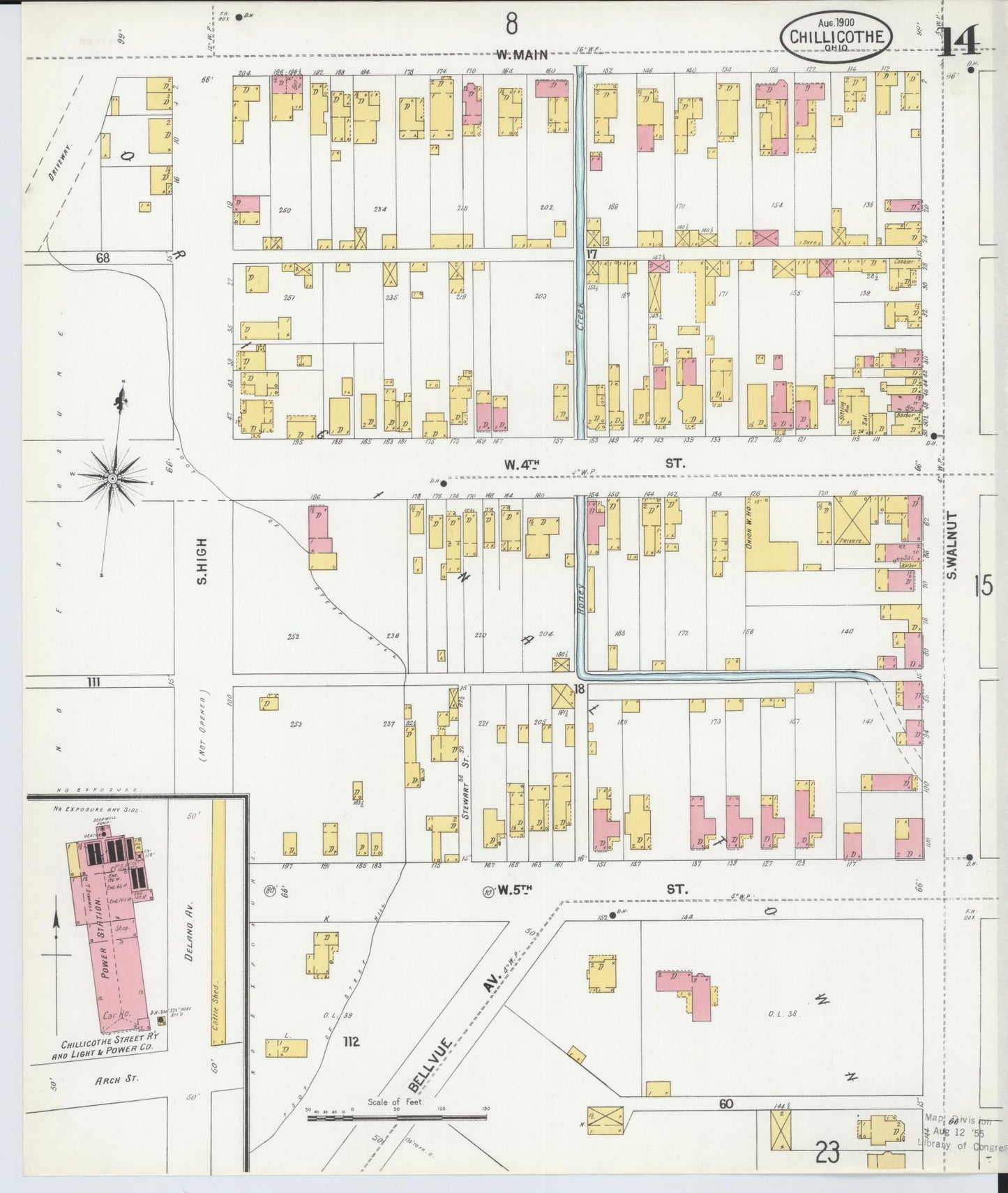 Sanborn Fire Insurance Map from Chillicothe, Ross County, Ohio (1900), Sheet #0014 - Historic Sanborn Fire Insurance Map Print, vintage old map wall art, antique decor, genealogy gift, Ohio Ohio map