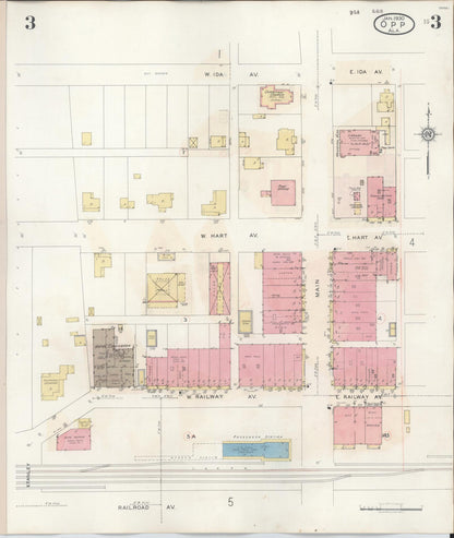 Sanborn Fire Insurance Map from Opp, Covington County, Alabama (1943), Sheet #0003 - Complete Map Set gallery image, historic Sanborn map, vintage wall art, Alabama Alabama