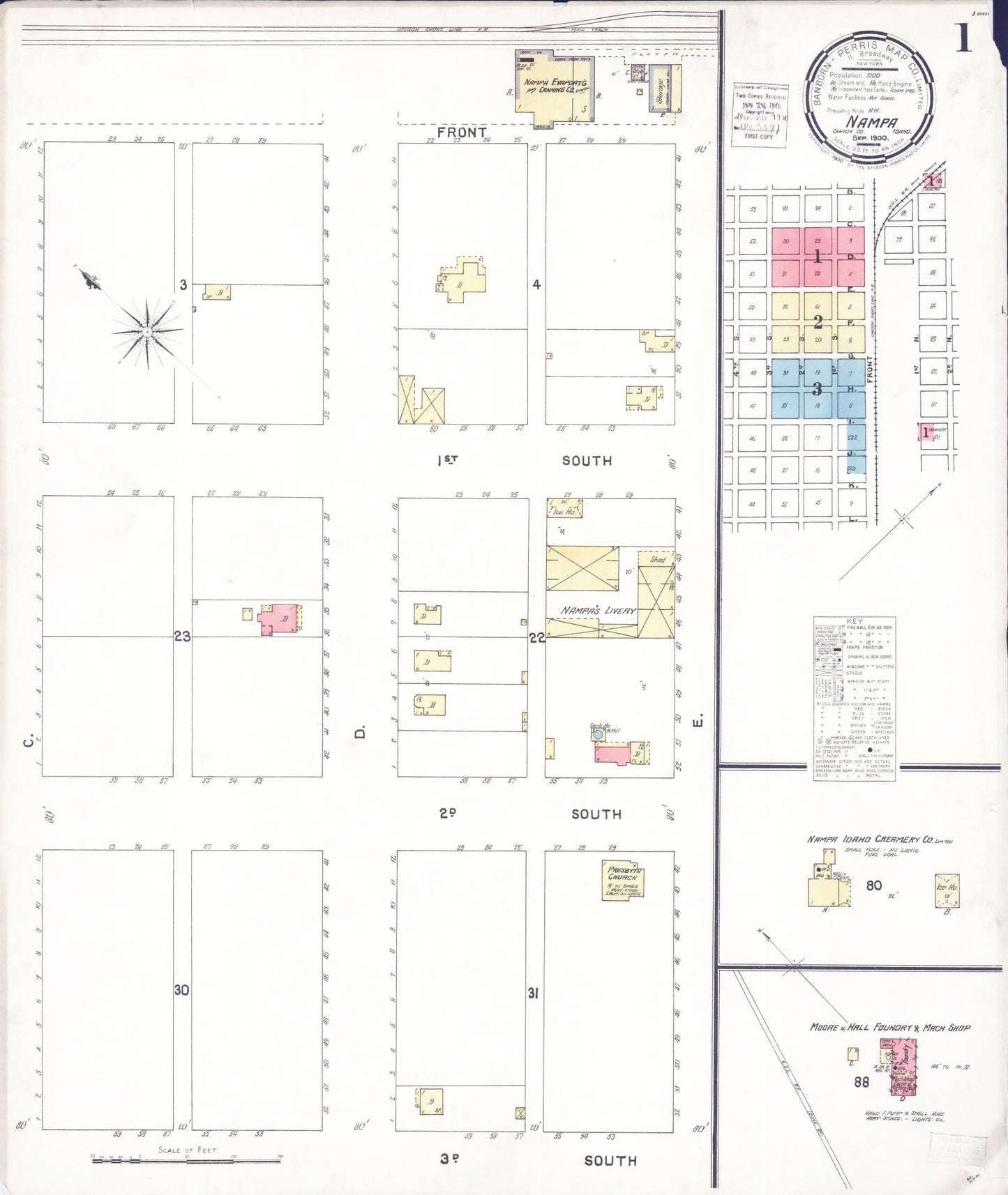 Sanborn Fire Insurance Map from Nampa, Canyon County, Idaho. (1900) – Historic Sanborn Fire Insurance Map Print