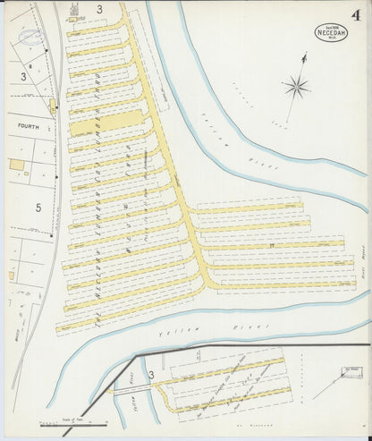 Sanborn Fire Insurance Map from Necedah, Juneau County, Wisconsin (1898), Sheet #0004 - Historic Sanborn Fire Insurance Map Print, vintage old map wall art, antique decor, genealogy gift, Wisconsin Wisconsin map