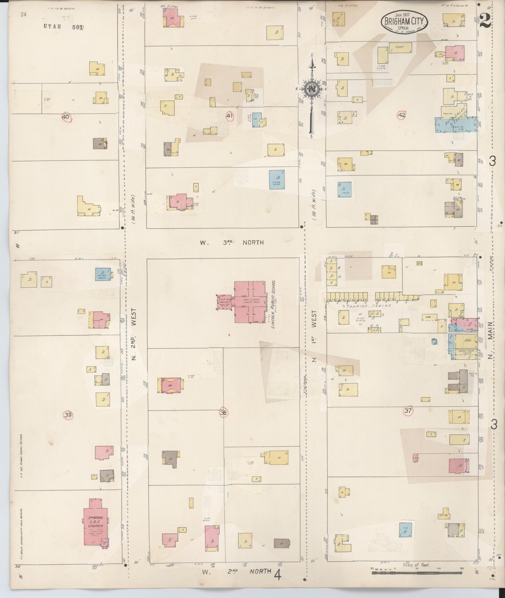 Sanborn Fire Insurance Map from Brigham City, Box Elder County, Utah (1949), Sheet #0002 - Complete Map Set gallery image, historic Sanborn map, vintage wall art, Utah Utah