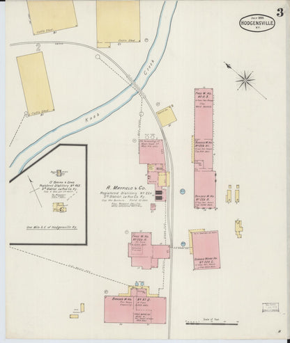 Sanborn Fire Insurance Map from Hodgenville, Larue County, Kentucky (1895), Sheet #0003 - Complete Map Set gallery image, historic Sanborn map, vintage wall art, Kentucky Kentucky