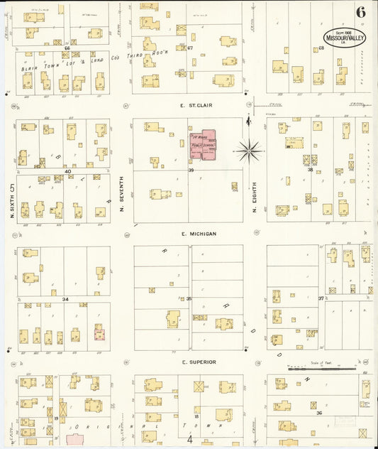 Sanborn Fire Insurance Map from Missouri Valley, Harrison County, Iowa (1908), Sheet #0006 - Historic Sanborn Fire Insurance Map Print, vintage old map wall art, antique decor, genealogy gift, Missouri Missouri map