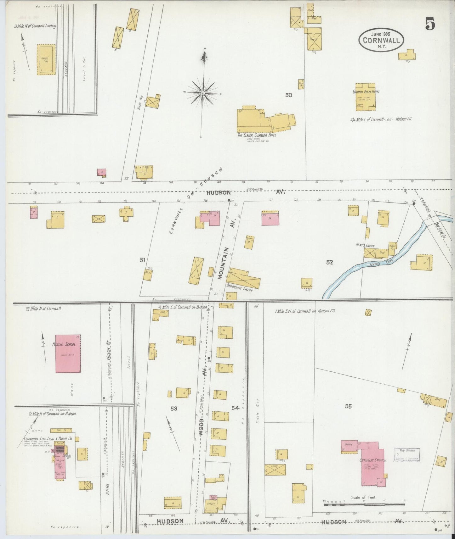 Sanborn Fire Insurance Map from Cornwall, Orange County, New York (1905), Sheet #0005 - Complete Map Set gallery image, historic Sanborn map, vintage wall art, New York New York