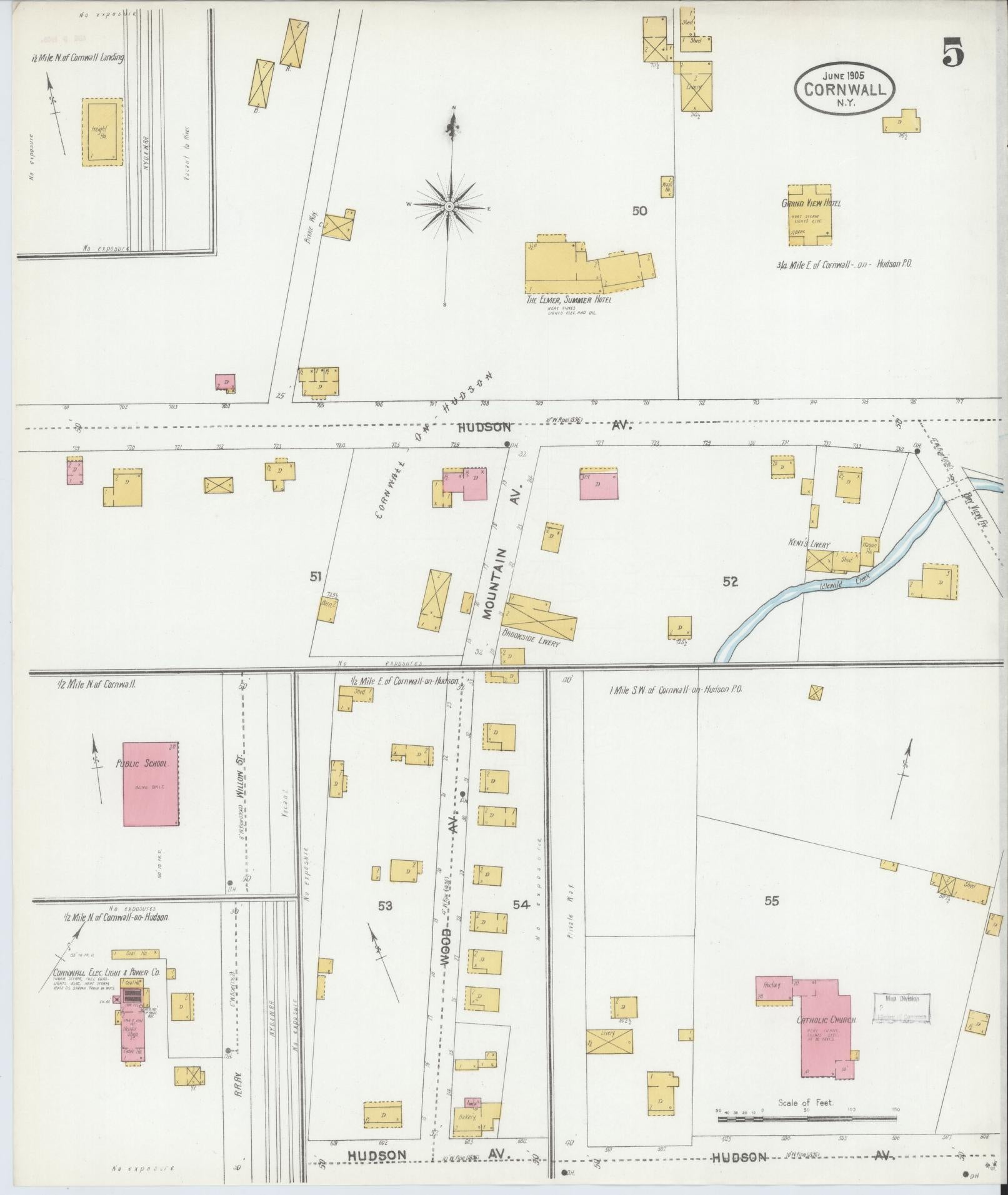 Sanborn Fire Insurance Map from Cornwall, Orange County, New York (1905), Sheet #0005 - Complete Map Set gallery image, historic Sanborn map, vintage wall art, New York New York