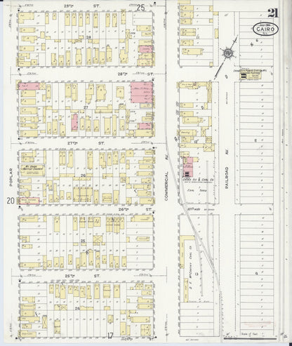 Sanborn Fire Insurance Map from Cairo, Alexander County, Illinois (1914), Sheet #0021 - Complete Map Set gallery image, historic Sanborn map, vintage wall art, Illinois Illinois