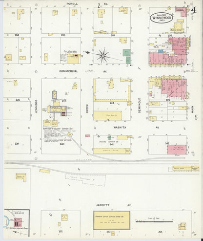 Sanborn Fire Insurance Map from Wynnewood, Garvin County, Oklahoma (1908), Sheet #0004 - Complete Map Set gallery image, historic Sanborn map, vintage wall art, Oklahoma Oklahoma