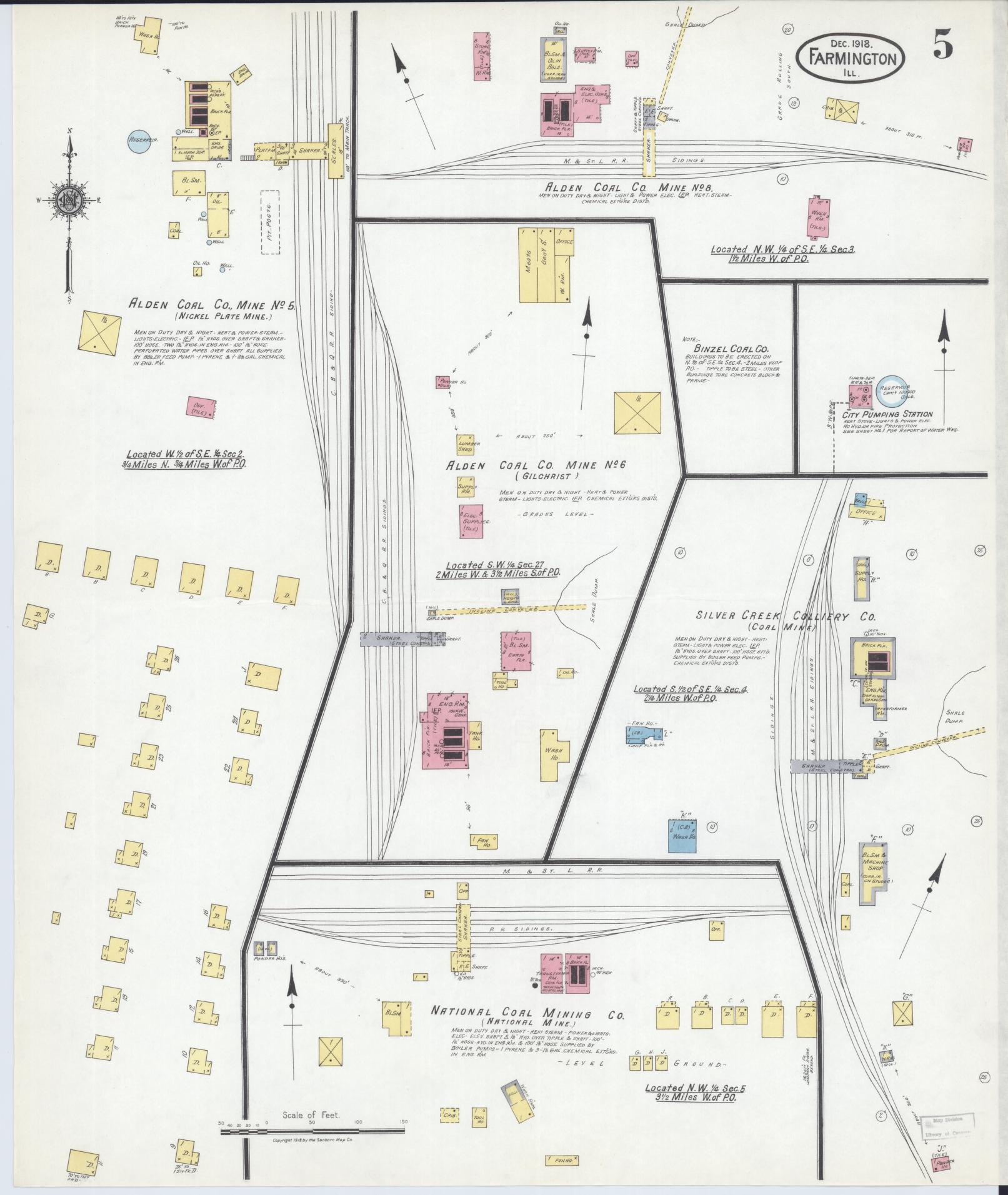 Sanborn Fire Insurance Map from Farmington, Fulton County, Illinois (1918), Sheet #0005 - Historic Sanborn Fire Insurance Map Print, vintage old map wall art, antique decor, genealogy gift, Illinois Illinois map