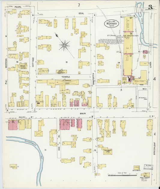 Sanborn Fire Insurance Map from Norway, Oxford County, Maine (1907), Sheet #0003 - Historic Sanborn Fire Insurance Map Print, vintage old map wall art, antique decor, genealogy gift, Maine Maine map