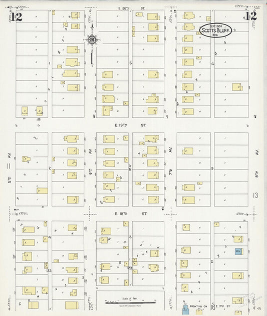 Sanborn Fire Insurance Map from Scottsbluff, Scotts Bluff County, Nebraska (1924), Sheet #0012 - Historic Sanborn Fire Insurance Map Print, vintage old map wall art, antique decor, genealogy gift, Nebraska Nebraska map