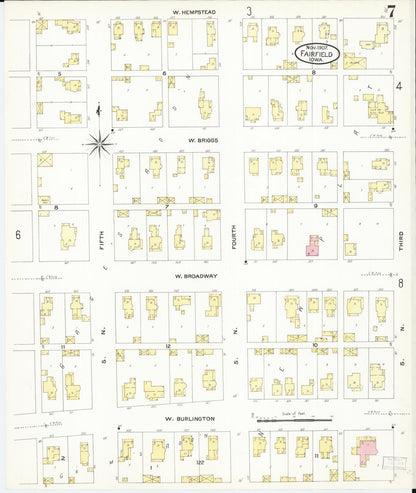 Sanborn Fire Insurance Map from Fairfield, Jefferson County, Iowa (1907), Sheet #0007 - Historic Sanborn Fire Insurance Map Print