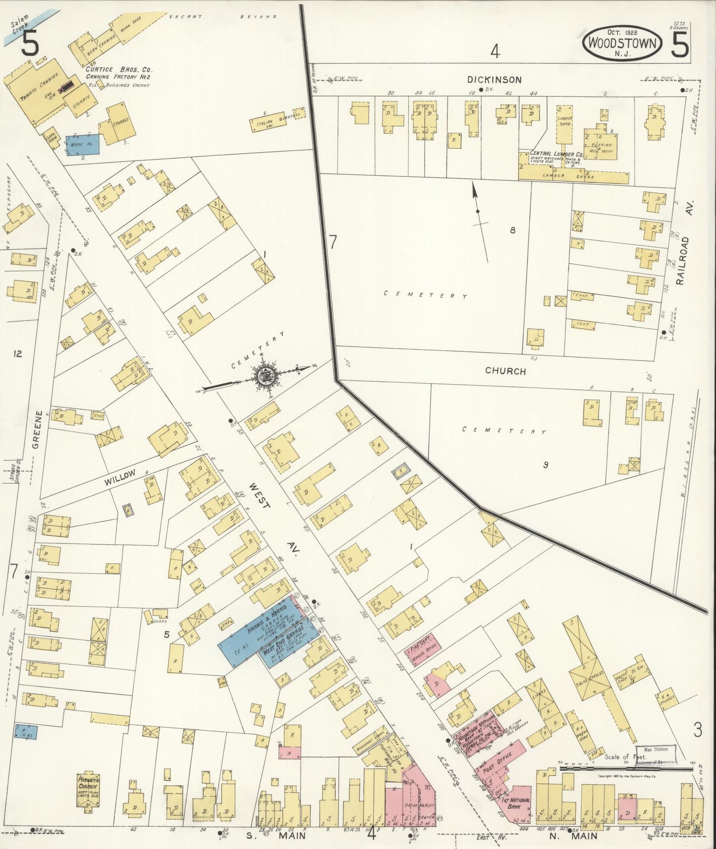 Sanborn Fire Insurance Map from Woodstown, Salem County, New Jersey (1923), Sheet #0005 - Complete Map Set gallery image, historic Sanborn map, vintage wall art, New Jersey New Jersey