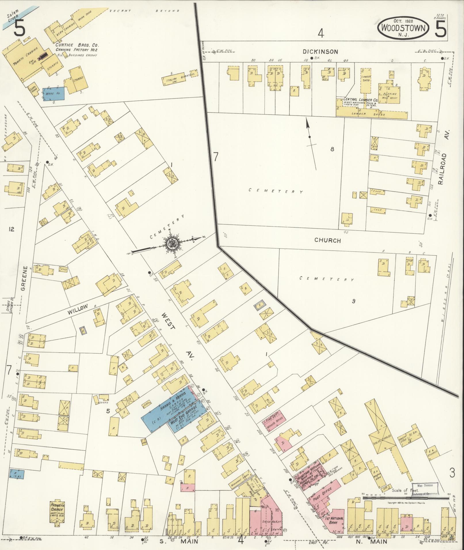 Sanborn Fire Insurance Map from Woodstown, Salem County, New Jersey (1923), Sheet #0005 - Complete Map Set gallery image, historic Sanborn map, vintage wall art, New Jersey New Jersey