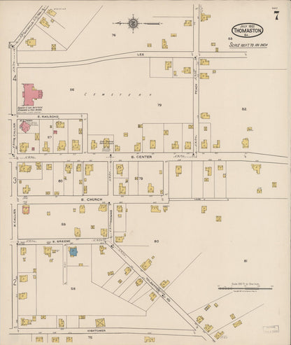 Sanborn Fire Insurance Map from Thomaston, Upson County, Georgia (1921), Sheet #0007 - Complete Map Set gallery image, historic Sanborn map, vintage wall art, Georgia Georgia