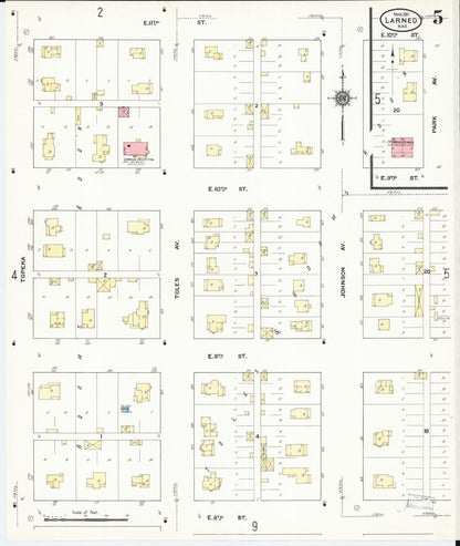 Sanborn Fire Insurance Map from Larned, Pawnee County, Kansas (1911), Sheet #0005 - Complete Map Set gallery image, historic Sanborn map, vintage wall art, Kansas Kansas