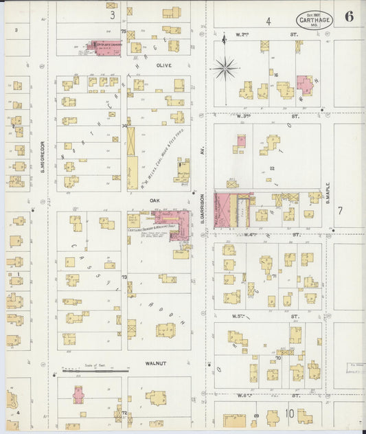 Sanborn Fire Insurance Map from Carthage, Jasper County, Missouri (1902), Sheet #0006 - Historic Sanborn Fire Insurance Map Print, vintage old map wall art, antique decor, genealogy gift, Missouri Missouri map