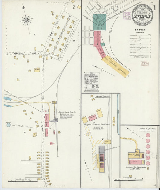 Sanborn Fire Insurance Map from Sykesville, Jefferson County, Pennsylvania (1906), Sheet #0001 - Historic Sanborn Fire Insurance Map Print, vintage old map wall art, antique decor, genealogy gift, Pennsylvania Pennsylvania map