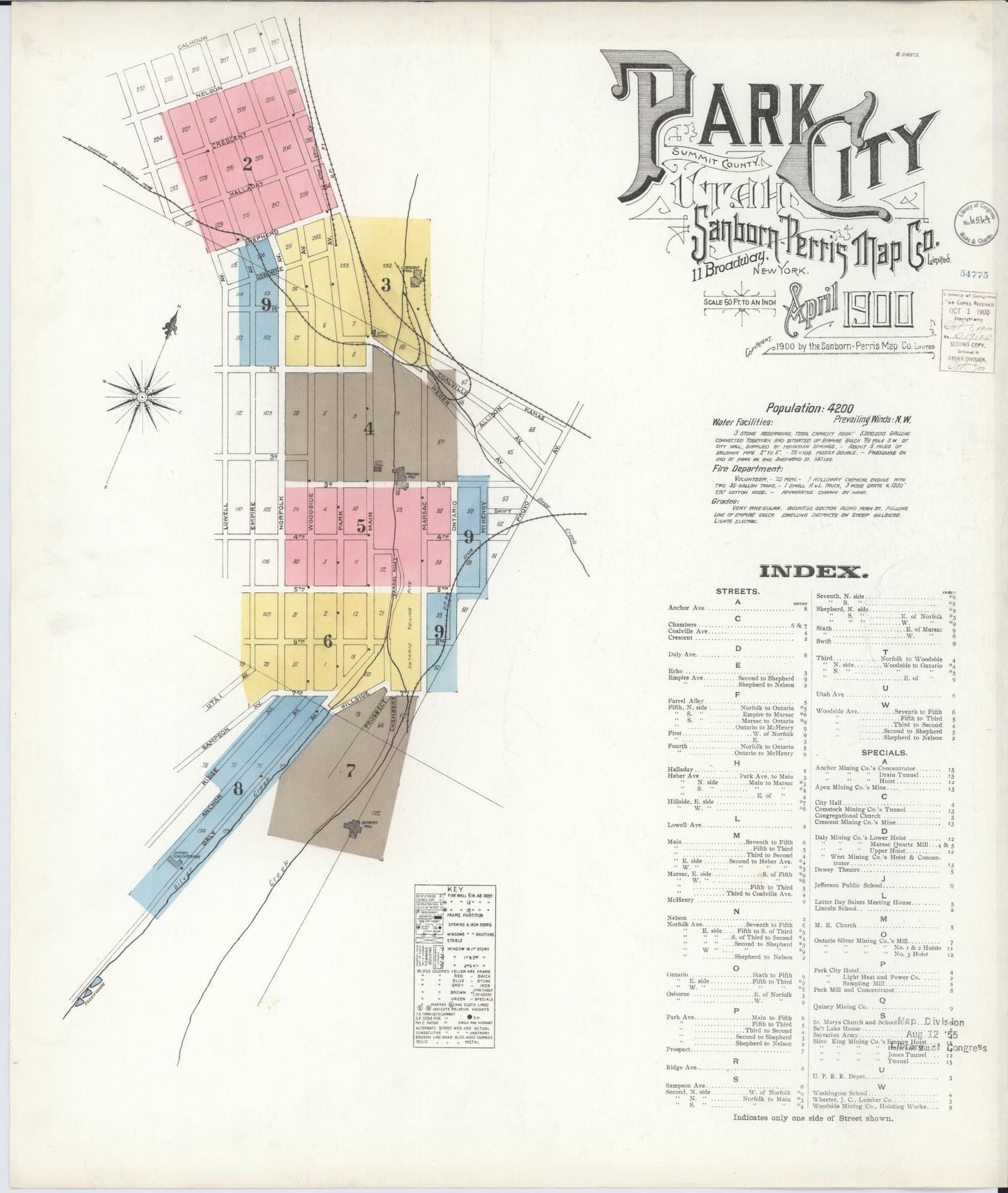 Sanborn Fire Insurance Map from Park City, Summit County, Utah (1900), Sheet #0001 - Complete Map Set gallery image, historic Sanborn map, vintage wall art, Utah Utah